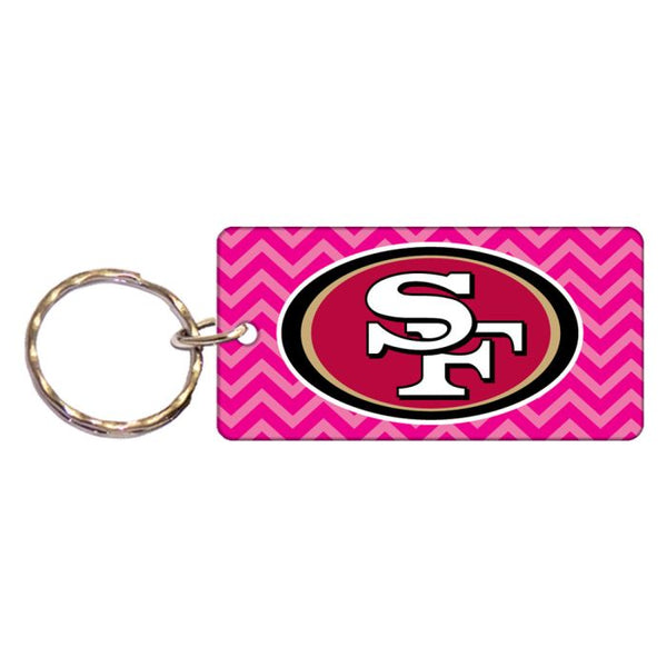 Wholesale-San Francisco 49ers PINK CHEVRON Keychain Rectangle