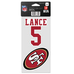 Wholesale-San Francisco 49ers Perfect Cut Decal One 4"x8" Decal Trey Lance