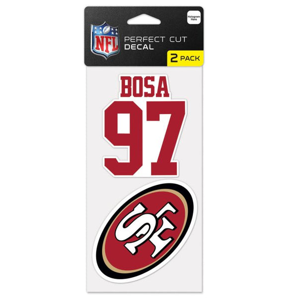 Wholesale-San Francisco 49ers Perfect Cut Decal Set of two 4"x4" Nick Bosa