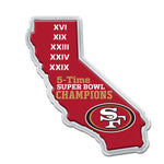 Wholesale-San Francisco 49ers STATE SHAPE; 5 TIME SUPER BOWL CHAMPS Chrome Metal Domed Emblem