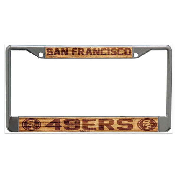 Wholesale-San Francisco 49ers WOOD Lic Plt Frame S/L Printed