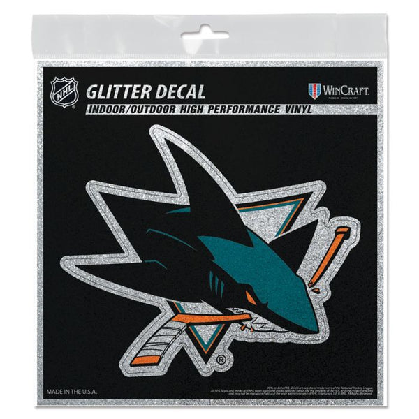 Wholesale-San Jose Sharks Decal Glitter 6" x 6"