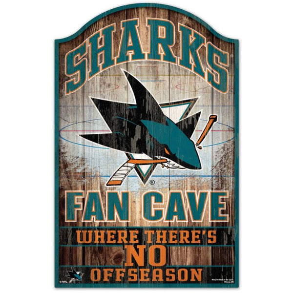 Wholesale-San Jose Sharks FAN CAVE Wood Sign 11" x 17" 1/4" thick