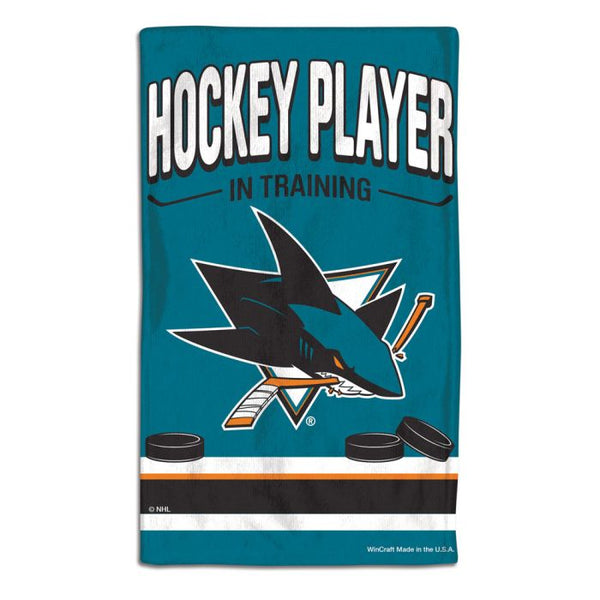 Wholesale-San Jose Sharks HOCKEY PLAYER IN TRAINING Burp Cloth 10" x 17"