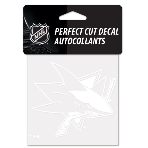 Wholesale-San Jose Sharks Perfect Cut White Decal 4" x 4"