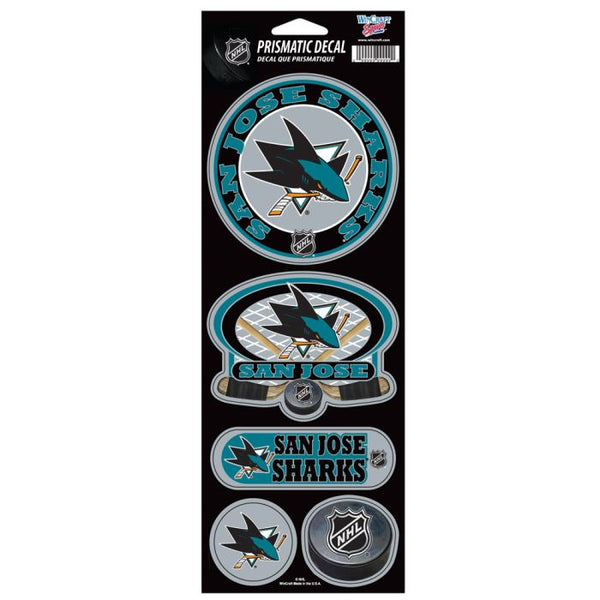 Wholesale-San Jose Sharks Prismatic Decal 4" x 11"