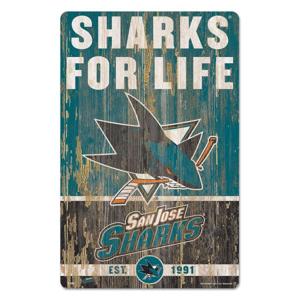 Wholesale-San Jose Sharks SLOGAN Wood Sign 11" x 17" 1/4" thick