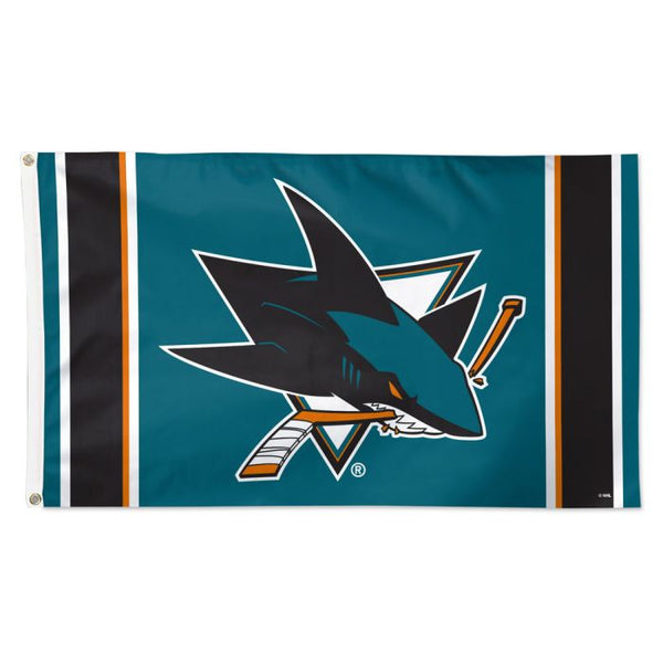 Wholesale-San Jose Sharks V STRIPE Flag - Deluxe 3' X 5'