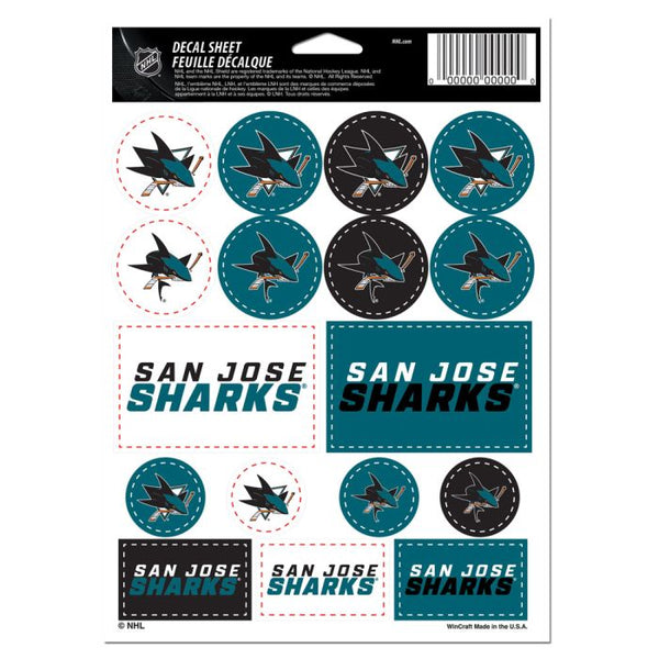 Wholesale-San Jose Sharks Vinyl Sticker Sheet 5" x 7"