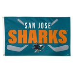 Wholesale-San Jose Sharks stick Flag - Deluxe 3' X 5'