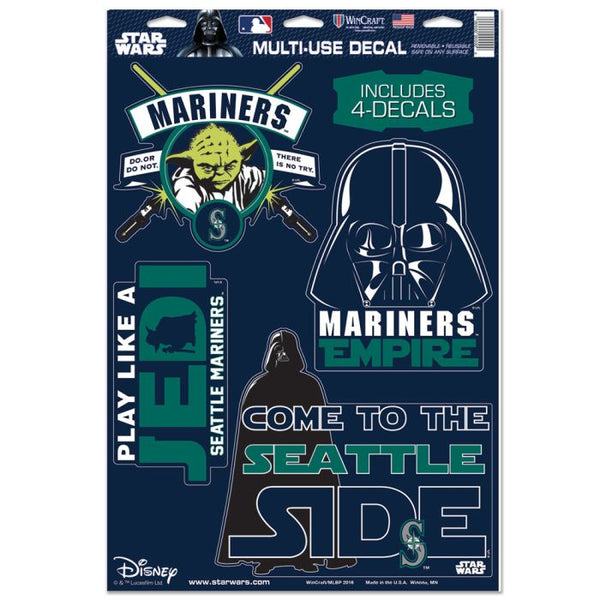 Wholesale-Seattle Mariners / Star Wars Darth Vader &amp; Yoda Multi-Use Decal 11" x 17"