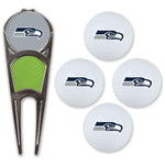 Wholesale-Seattle Seahawks 4 Ball Gift Set w/Divot Tool, Marker