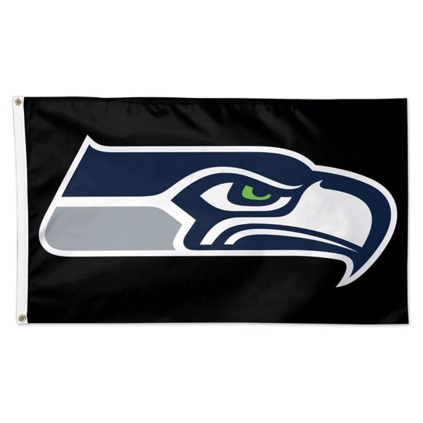 Wholesale-Seattle Seahawks Black background Flag - Deluxe 3' X 5'