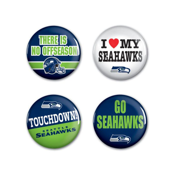 Wholesale-Seattle Seahawks Button 4 Pack 1 1/4" Rnd