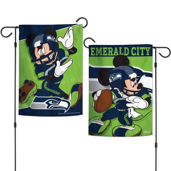 Wholesale-Seattle Seahawks / Disney Mickey Mouse Garden Flags 2 sided 12.5" x 18"