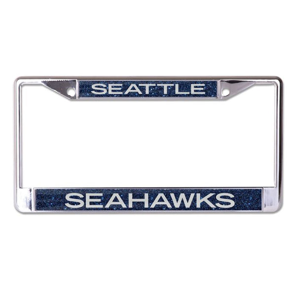 Wholesale-Seattle Seahawks GLITTER BACKGROUND Lic Plate Frame B/O Printed