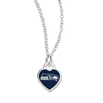 Wholesale-Seattle Seahawks HEART Necklace w/3D Heart