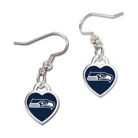 Wholesale-Seattle Seahawks Heart Earrings w/3D Heart