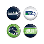 Wholesale-Seattle Seahawks PRIMARY, CLASSIC, HELMET, SLOGAN Button 4 Pack 1 1/4" Rnd