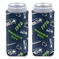 Wholesale-Seattle Seahawks Scatter Print 12 oz Slim Can Cooler