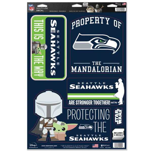 Wholesale-Seattle Seahawks / Star Wars Mandalorian Multi-Use Decal 11" x 17"