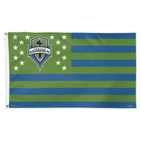 Wholesale-Seattle Sounders / Patriotic Americana Flag - Deluxe 3' X 5'