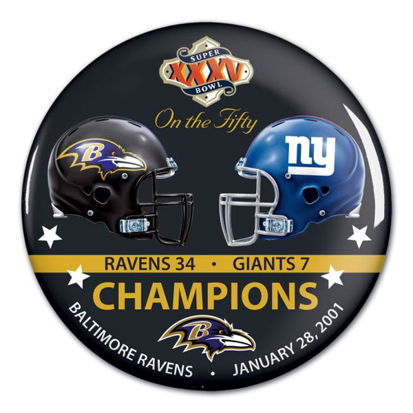 Wholesale-Super Bowl on the Fifty Baltimore Ravens Button, carded 3"