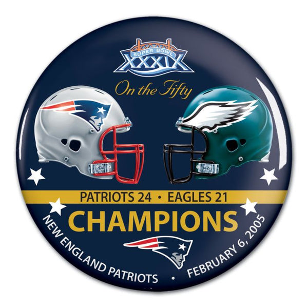 Wholesale-Super Bowl on the Fifty New England Patriots Button, carded 3"