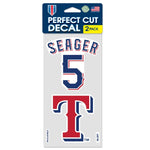 Wholesale-Texas Rangers Perfect Cut Decal Set of two 4"x4" Corey Seager