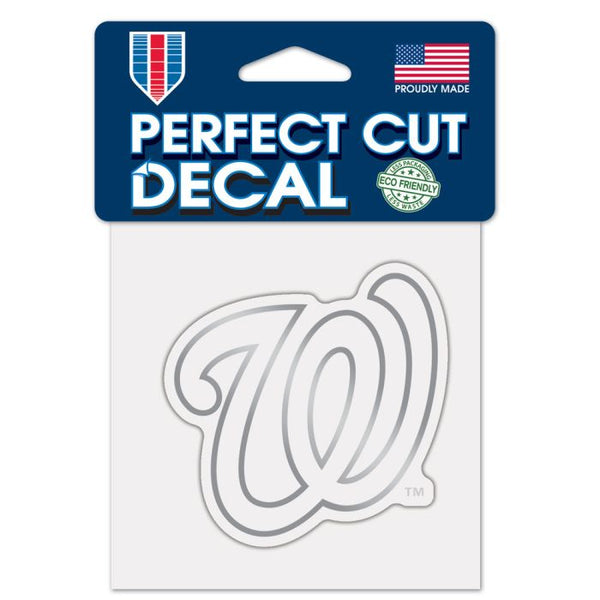 Wholesale-Washington Nationals Silver Decal Metallic 4" x 4"