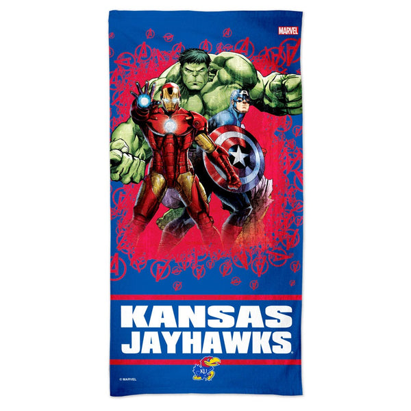 Kansas Jayhawks / Marvel (c) 2021 MARVEL Spectra Beach Towel 30"  x 60"