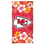 Kansas City Chiefs Floral Spectra Beach Towel 30"  x 60"