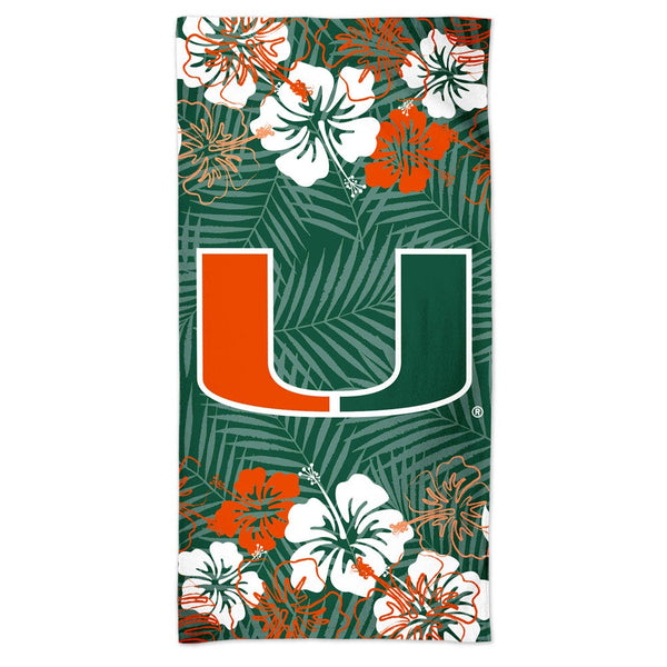 Miami Hurricanes FLORAL Spectra Beach Towel 30"  x 60"