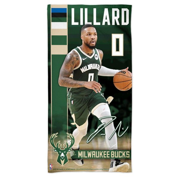 Milwaukee Bucks Spectra Beach Towel 30"  x 60" Damian Lillard