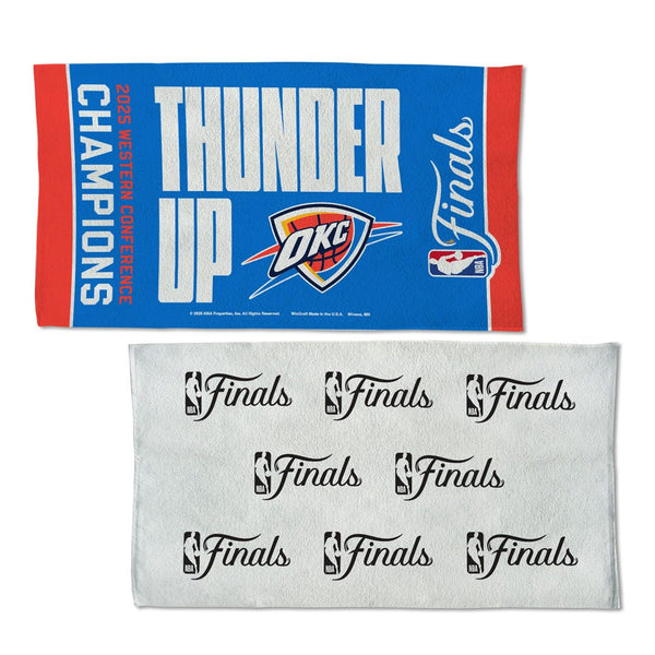 Western Conference Champions Oklahoma City Thunder 2025 NBA Western Co Full Color Locker Room Towel With Back Imprint