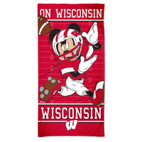 Wholesale-Wisconsin Badgers / Disney MICKEY MOUSE FOOTBALL Spectra Beach Towel 30" x 60"