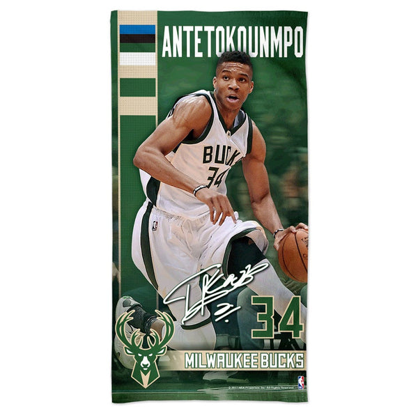 Milwaukee Bucks Spectra Beach Towel 30"  x 60" Giannis Antetokounmpo