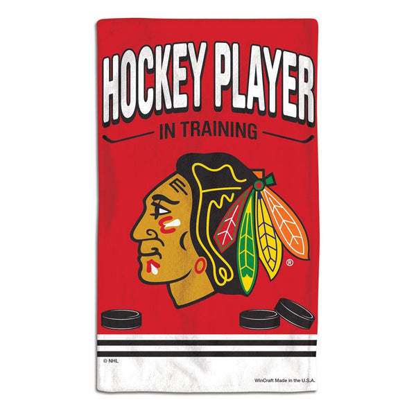 Chicago Blackhawks Hockey Player in Training Burp Cloth 10" x 17"