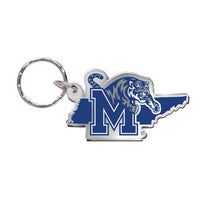 Memphis Tigers STATE SHAPE Keychain Freeform