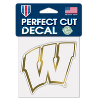 Wholesale-Wisconsin Badgers GOLD Decal Metallic 4" x 4"