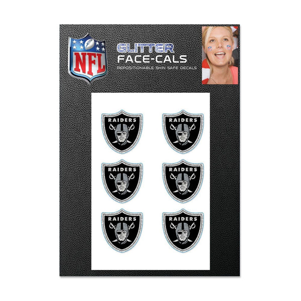 Las Vegas Raiders Glitter Tattoo 6 Pack
