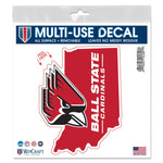 Wholesale-Ball State Cardinals STATE SHAPE All Surface Decal 6" x 6"