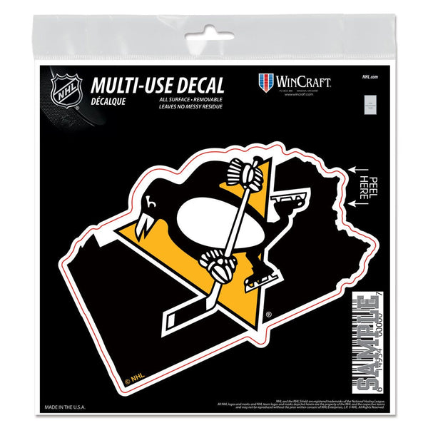 Pittsburgh Penguins state shape All Surface Decal 6" x 6"