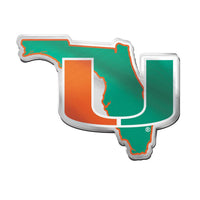 Miami Hurricanes STATE SHAPE Acrylic Auto Emblem