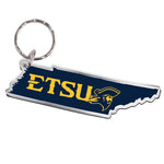 East Tennessee State Buccaneers STATE SHAPE Keychain Freeform