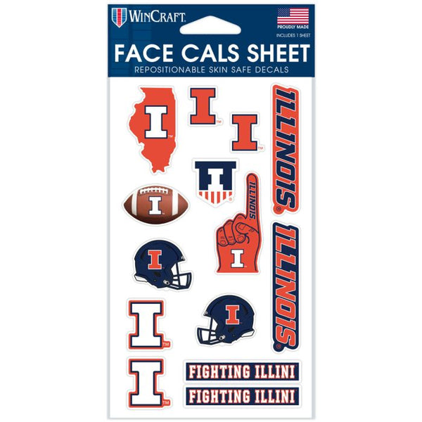 Wholesale-Illinois Fighting Illini Face Cals 4" x 7"