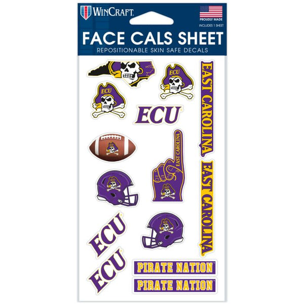 Wholesale-East Carolina Pirates Face Cals 4" x 7"