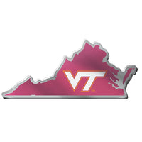 Virginia Tech Hokies STATE SHAPE Acrylic Auto Emblem
