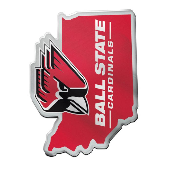 Wholesale-Ball State Cardinals STATE SHAPE Acrylic Auto Emblem