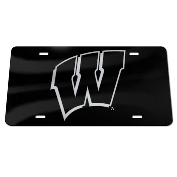 Wholesale-Wisconsin Badgers BLACKOUT Specialty Acrylic License Plate